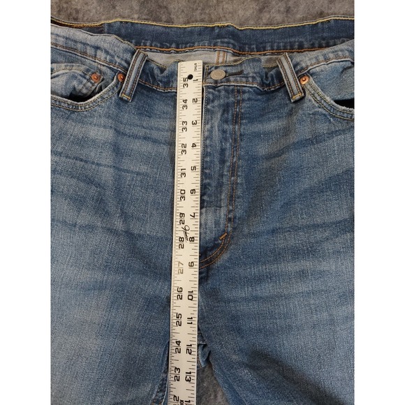 Levis 541 Jeans Mens 39x32 Blue Ahtletic Taper Medium Wash Fade Whiskered Grunge - Picture 5 of 13